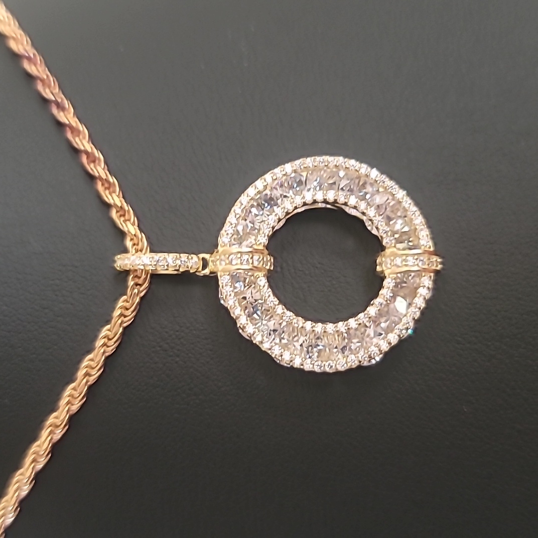 Ss 925 And 18k Goldplated Made In Italy Twisted Chain And Zirconia Pendant New Ss 925 And 18k Goldplated Made In Italy Twisted Chain And Zirconia Pendant New
